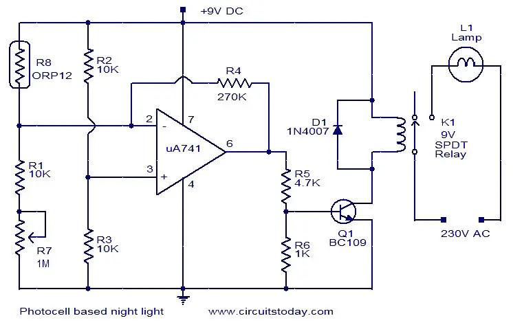 Photocell based night light - Electronic Circuits and ... 24vdc photocell wiring diagram 