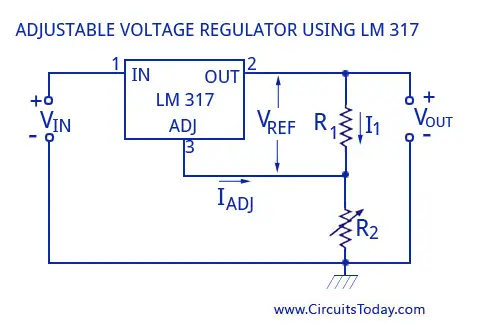 Adjustable Voltage Regulator using LM317