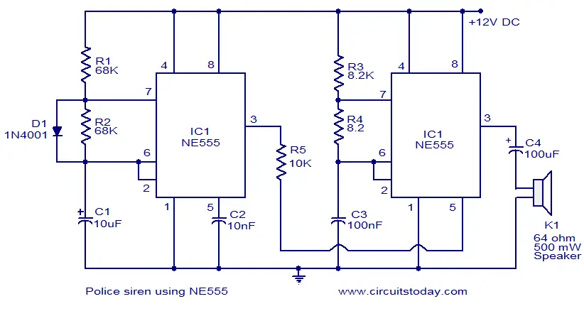 Police Siren Using Ne555