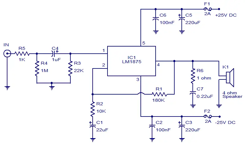 20W audio amplifier using LM1875