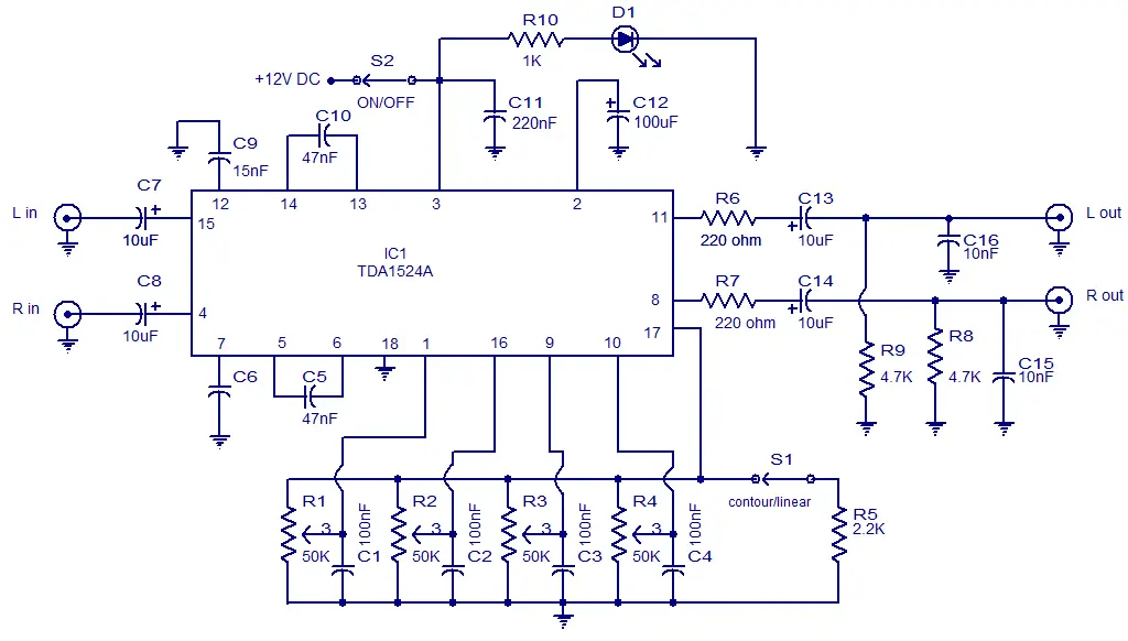 Stereo preamplifier with tone control - Electronic ... active guitar wiring schematics 