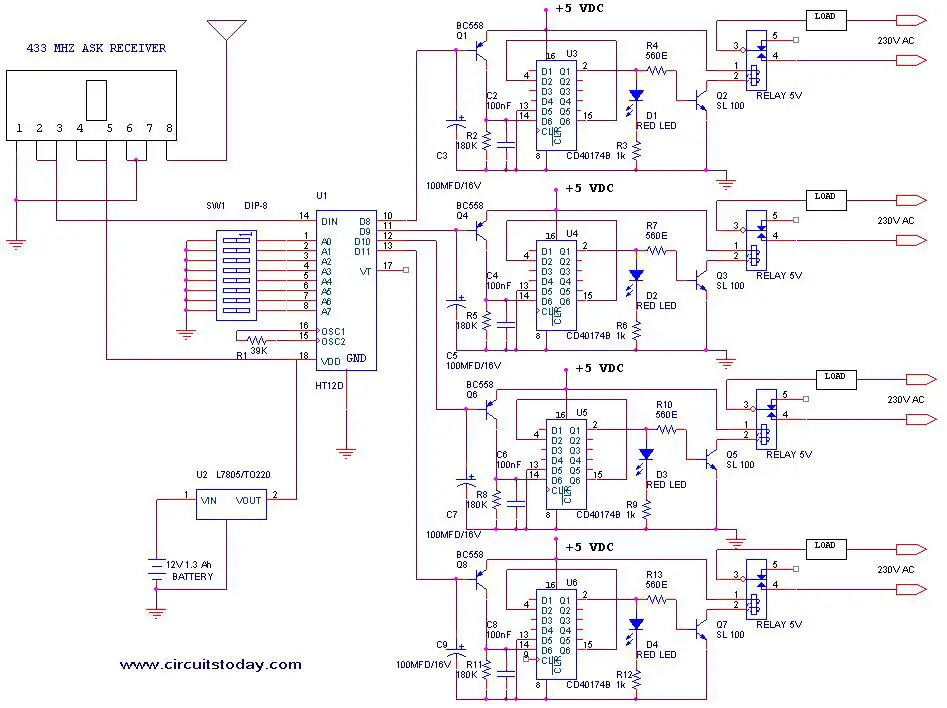 Remote Control Circuit Through RF Without Microcontroller demag motor wiring diagrams 