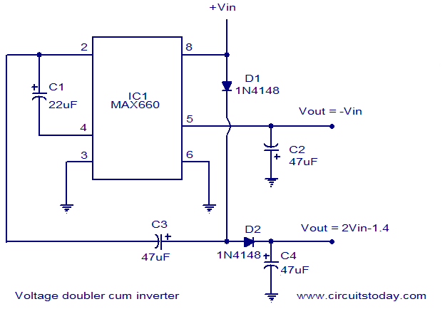 voltage doubler and inverter circuit diagram voltage doubler circuit schematic