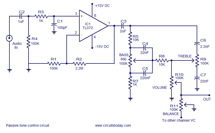 A Quality Tone Control Circuit Using Opamp And Few Passive