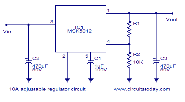10A adjustable voltage regulator MSK5012 adjustable regulator