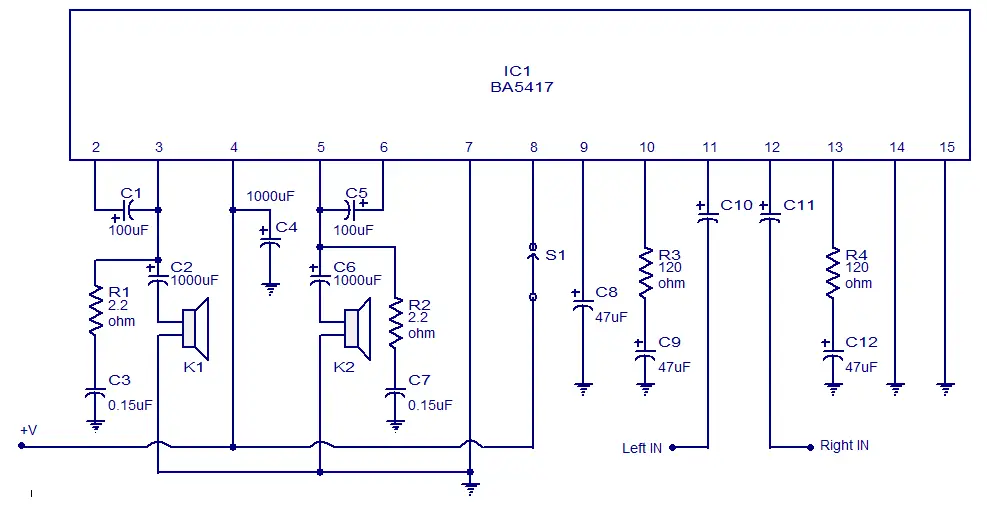 BA5417 stereo amplifier circuit stereo amplifier circuit BA5417