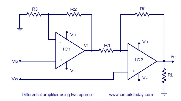 two opamp differential amplifier