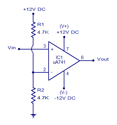practical volatge comparator 741 voltage comparator