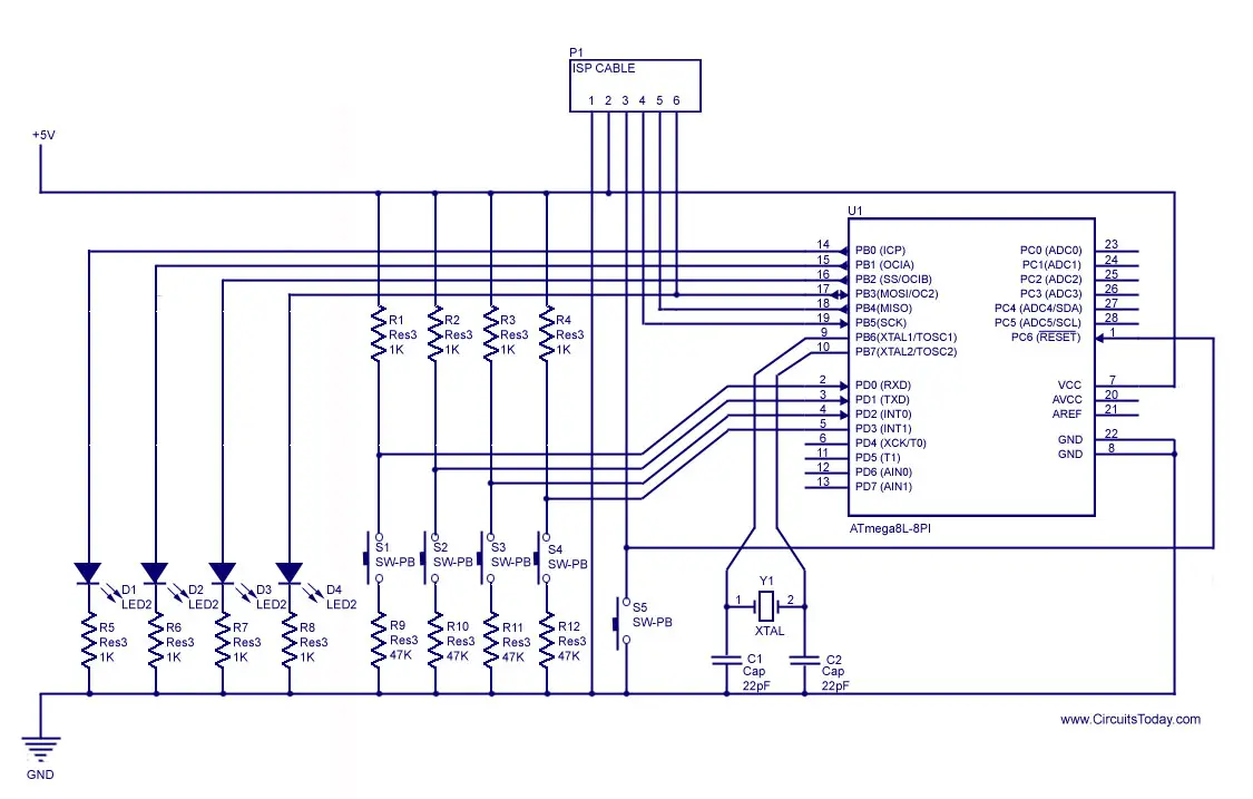 Atmega8 Programming Circuit