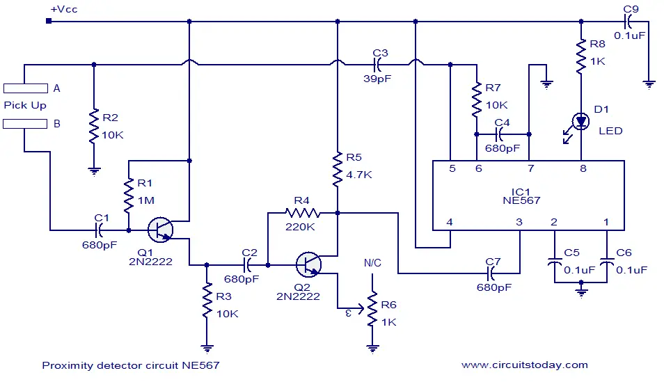 proximity detecter circuit NE567 proximity sensor