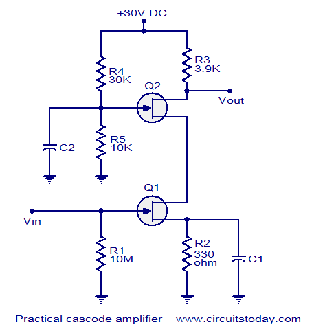 practical cascode amplifier circuit FET cascode amplifier