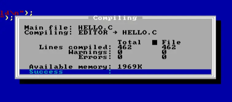 Compiling a C program in Turbo C