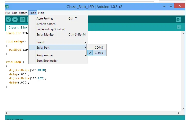 select_port Select the Port on Arduino IDE