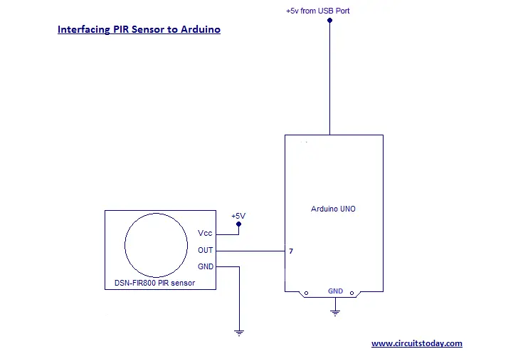 How to Interface PIR Sensor to Arduino - with Circuit Diagram and Program