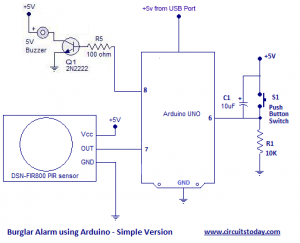 Burglar Alarm Circuit and Projects-DIY
