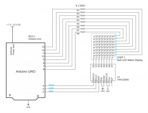 Interfacing 8x8 LED Matrix with Arduino- Circuit Diagram - Code