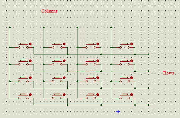 Internal connections of matrix keypad
