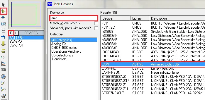 Selection of Lamp for switchboard connections example
