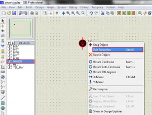 Selection of Edit Properties Option in Proteus