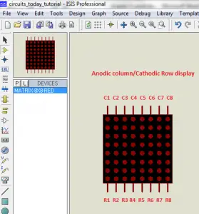 Pin Configuration of 8X8 Matrix in Proteus