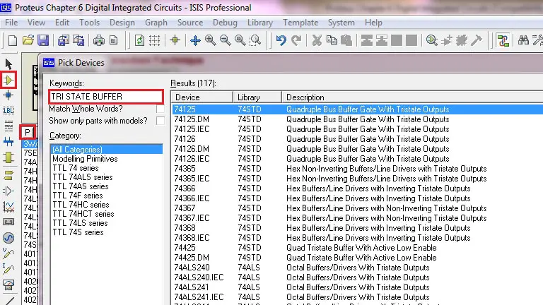 Tri-state Output Buffers in Proteus
