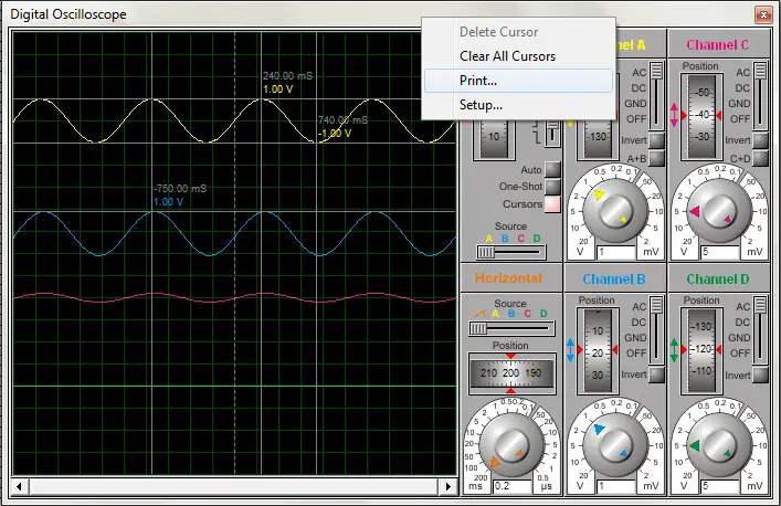 Printing the Oscilloscope output