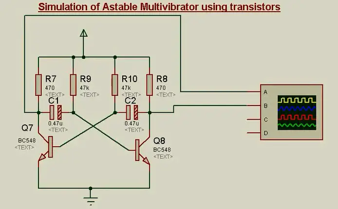 Circuit diagram for Astable multivibrator