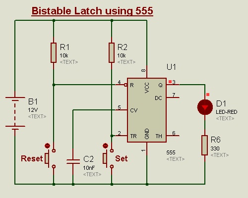 Bistable Latch using 555