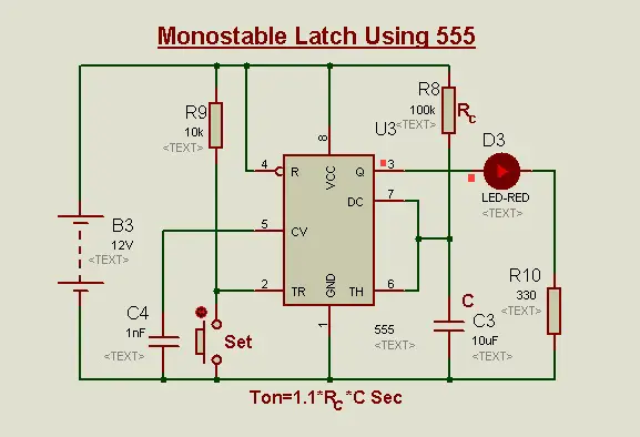 Monostable Latch using 555