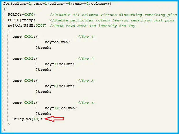 C-Program with Key Debounce