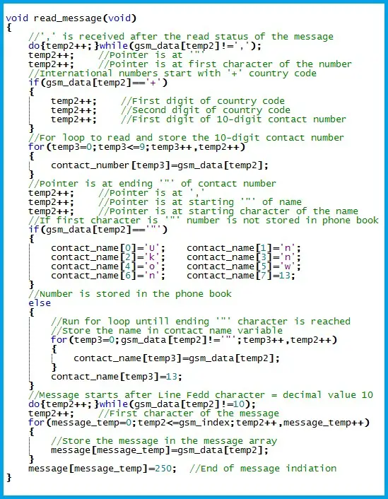 GSM Relay Control - Program - Reading the data from an SMS