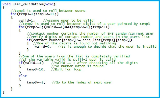 GSM Relay Control - Program - User Validity Verification