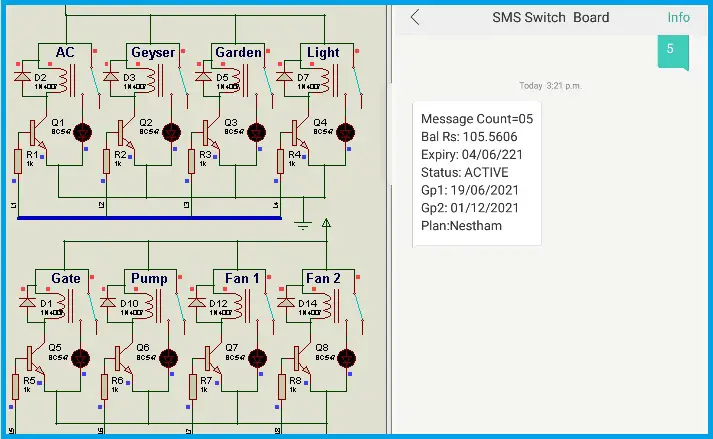 GSM Relay Control - SIM account statement