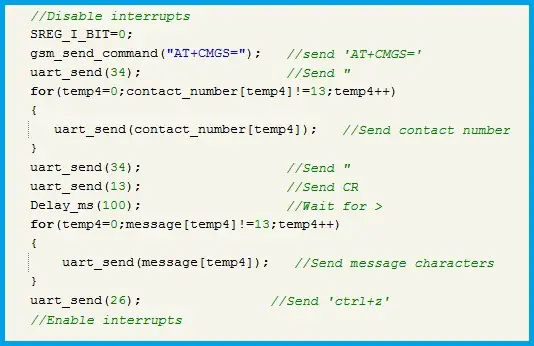 Program Snippet For Sending SMS