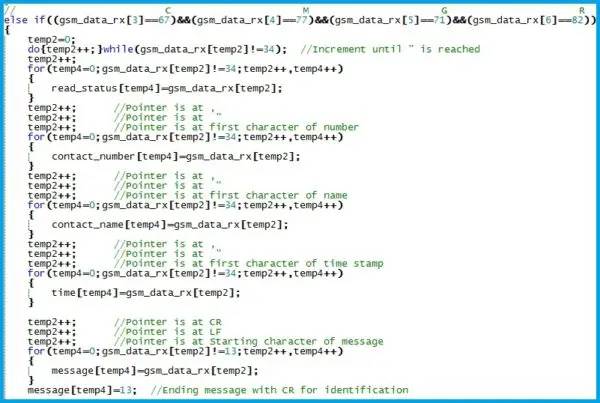 Storing Message from Received Data
