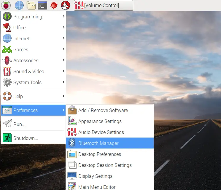 Opening Bluetooth Manager