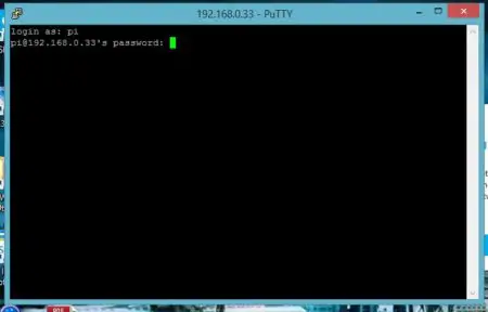 Raspberry Pi as Server - Termianl Window for entering password