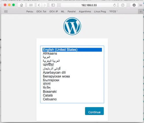 WP Setup Window