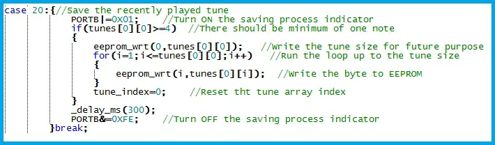Program Snippet to Save a Tune