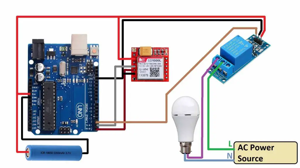 sim800l home automation Circuit diagram