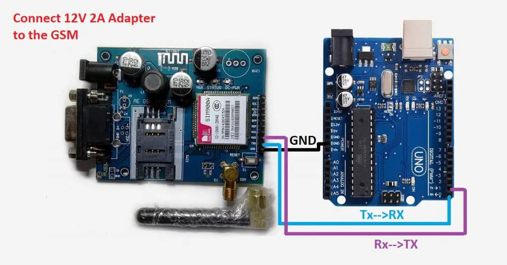 Gsm module with arduino circuit diagram